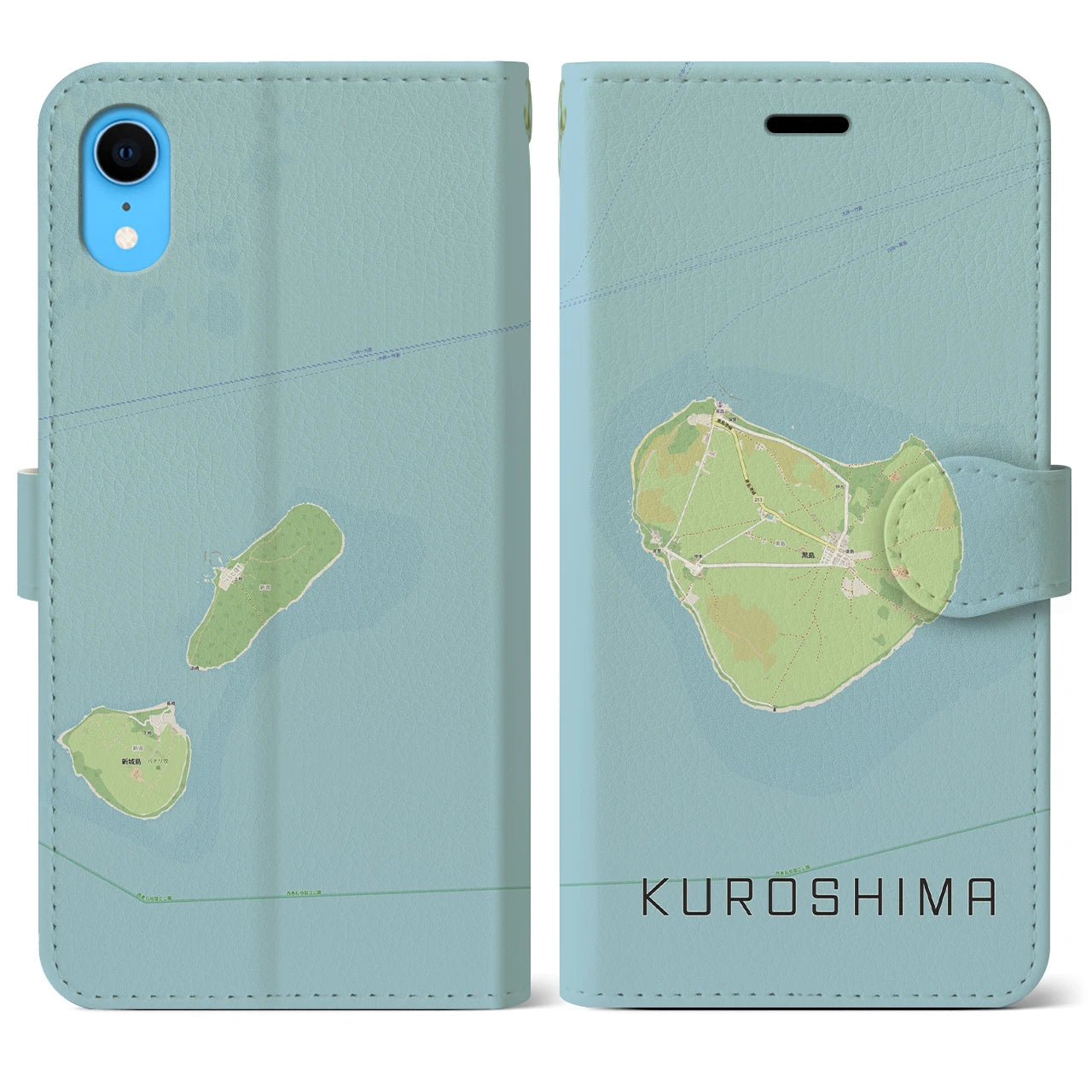 【黒島(沖縄県)】地図柄iPhoneケース(手帳タイプ)ナチュラル・iPhone XR 用