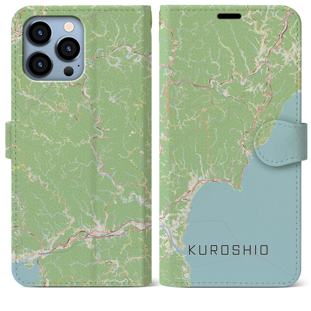 【黒潮(高知県)】地図柄iPhoneケース(手帳タイプ)ナチュラル・iPhone 13 Pro Max 用