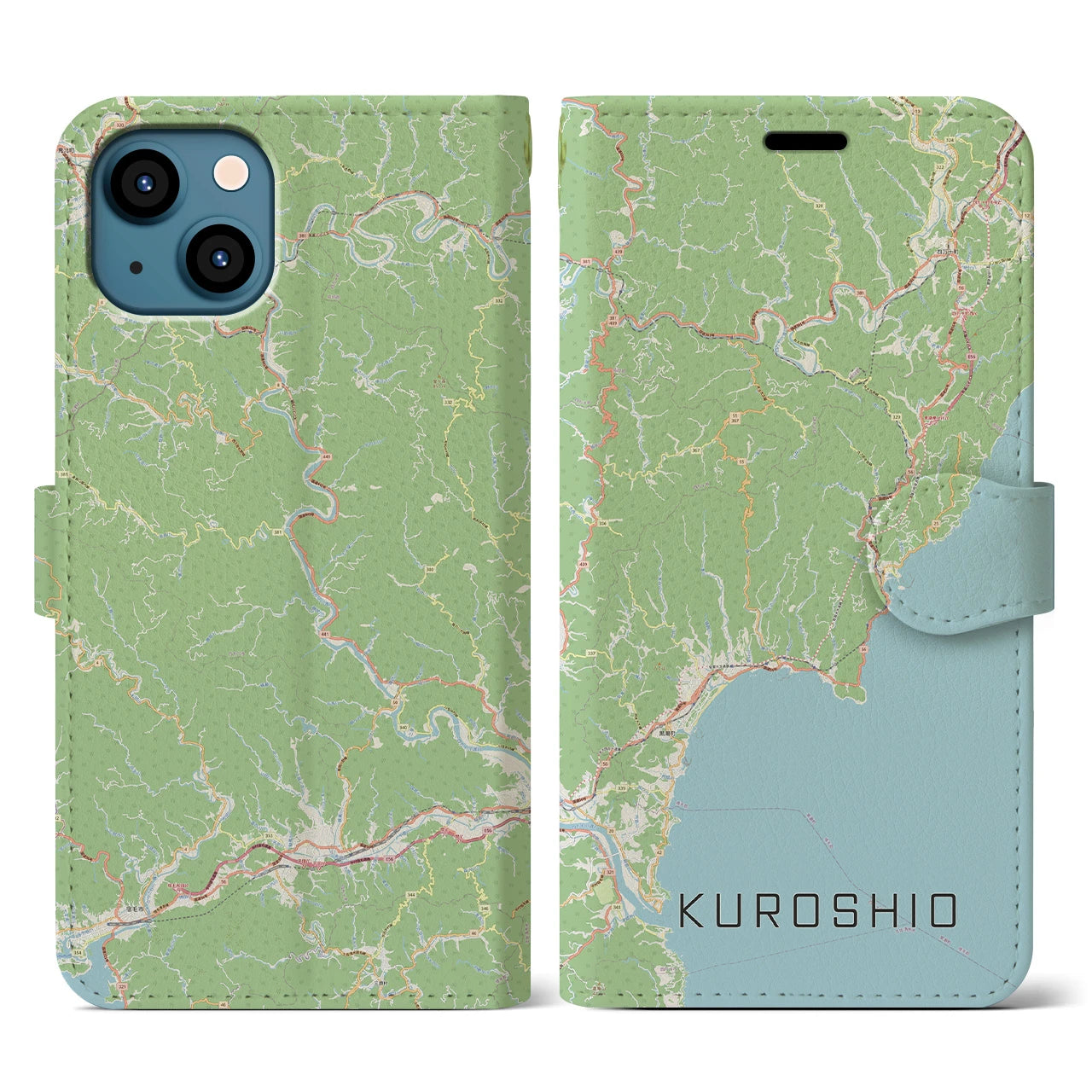 【黒潮(高知県)】地図柄iPhoneケース(手帳タイプ)ナチュラル・iPhone 13 用