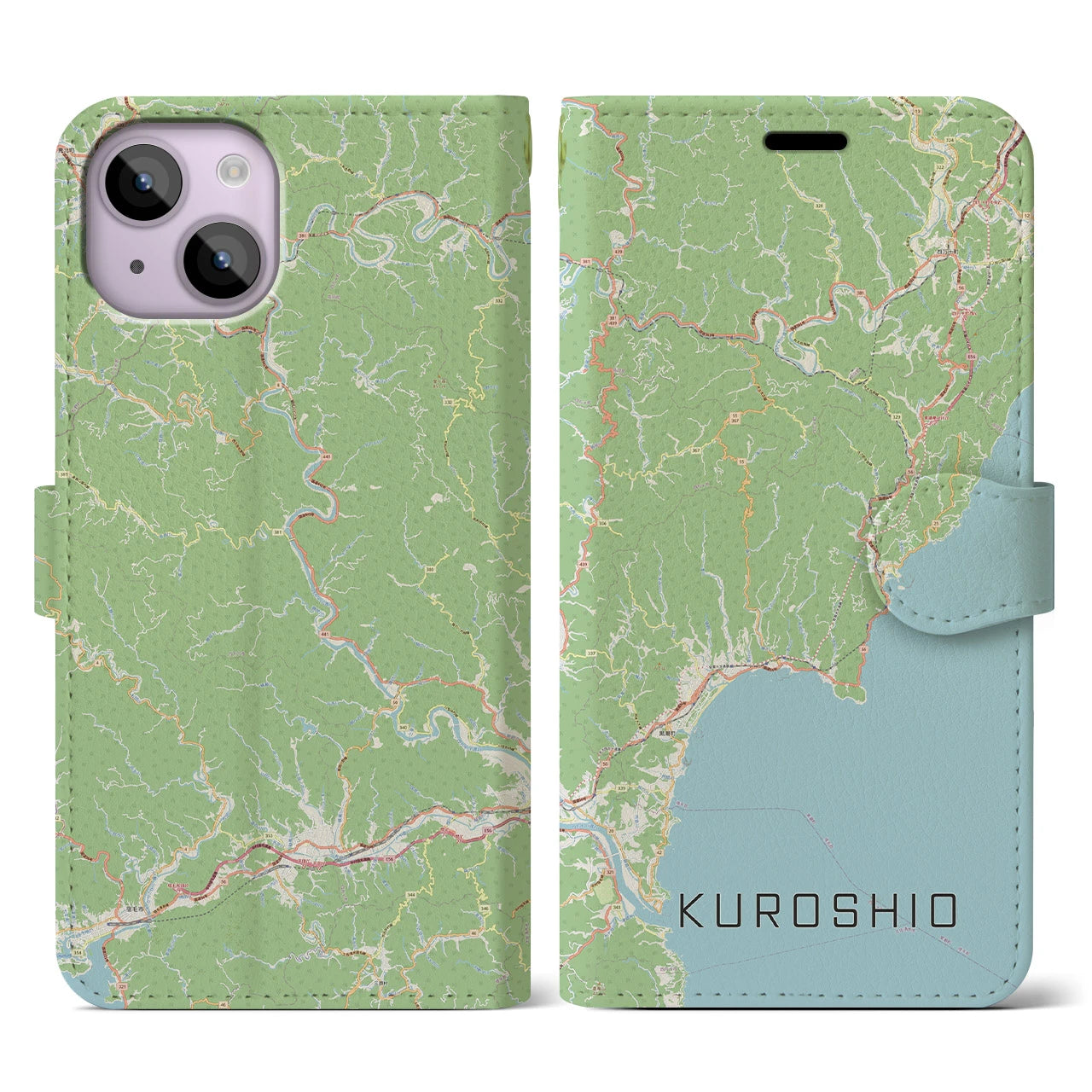 【黒潮(高知県)】地図柄iPhoneケース(手帳タイプ)ナチュラル・iPhone 14 用