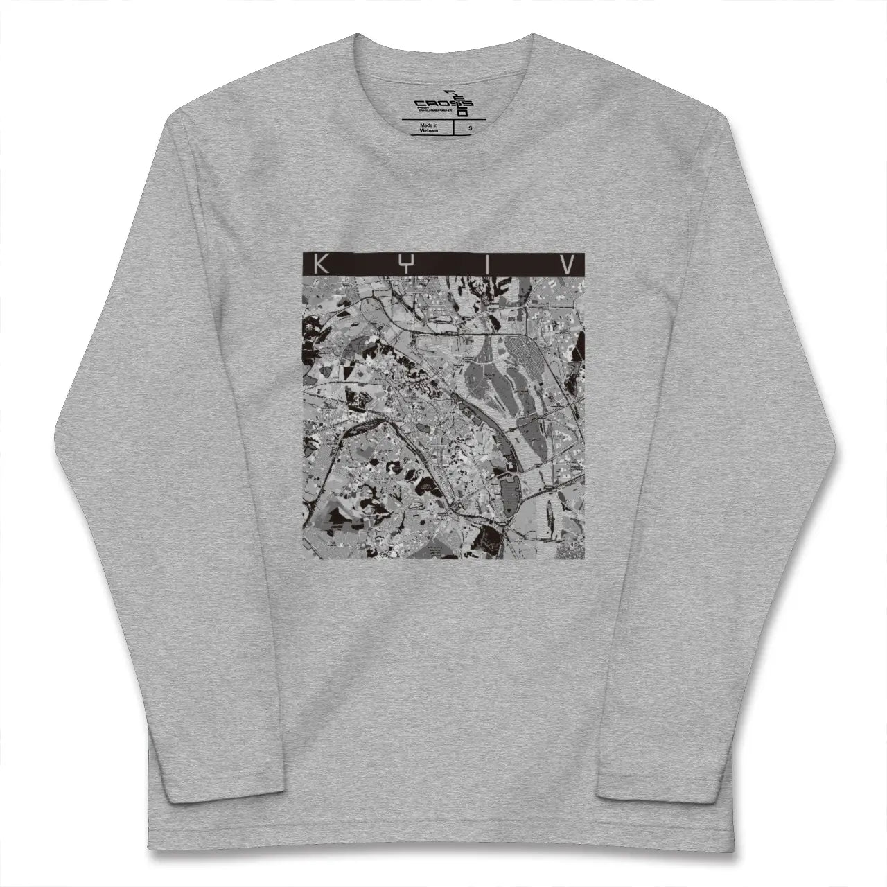 【キーウ(ウクライナ)】地図柄ロングスリーブTシャツ