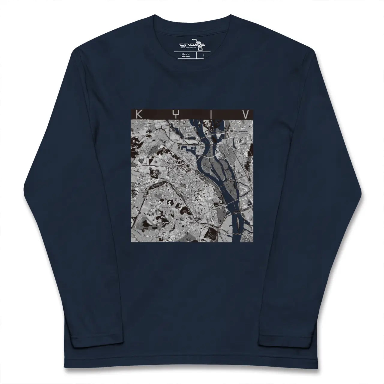 【キーウ(ウクライナ)】地図柄ロングスリーブTシャツ