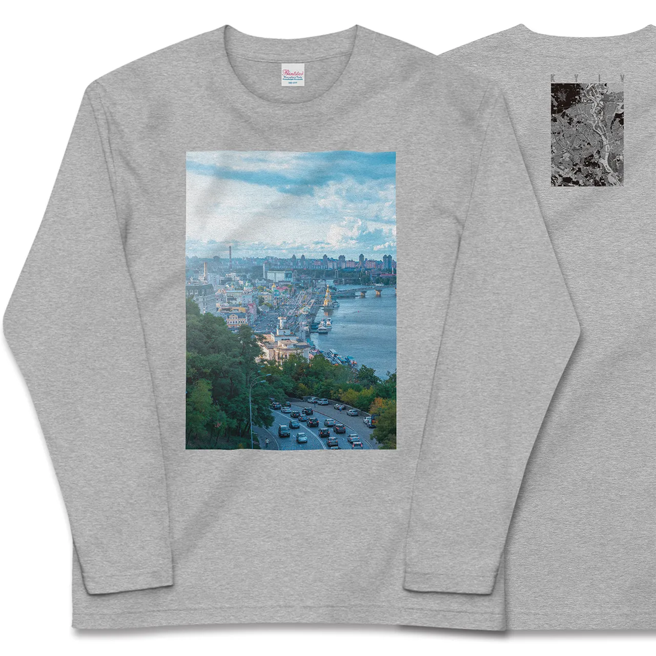 【キーウ(ウクライナ)】Map World ロングスリーブTシャツ