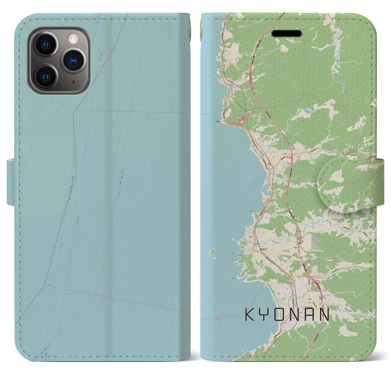 【鋸南(千葉県)】地図柄iPhoneケース(手帳タイプ)ナチュラル・iPhone 11 Pro Max 用