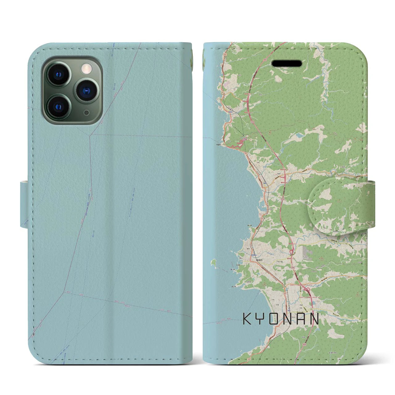 【鋸南(千葉県)】地図柄iPhoneケース(手帳タイプ)ナチュラル・iPhone 11 Pro 用
