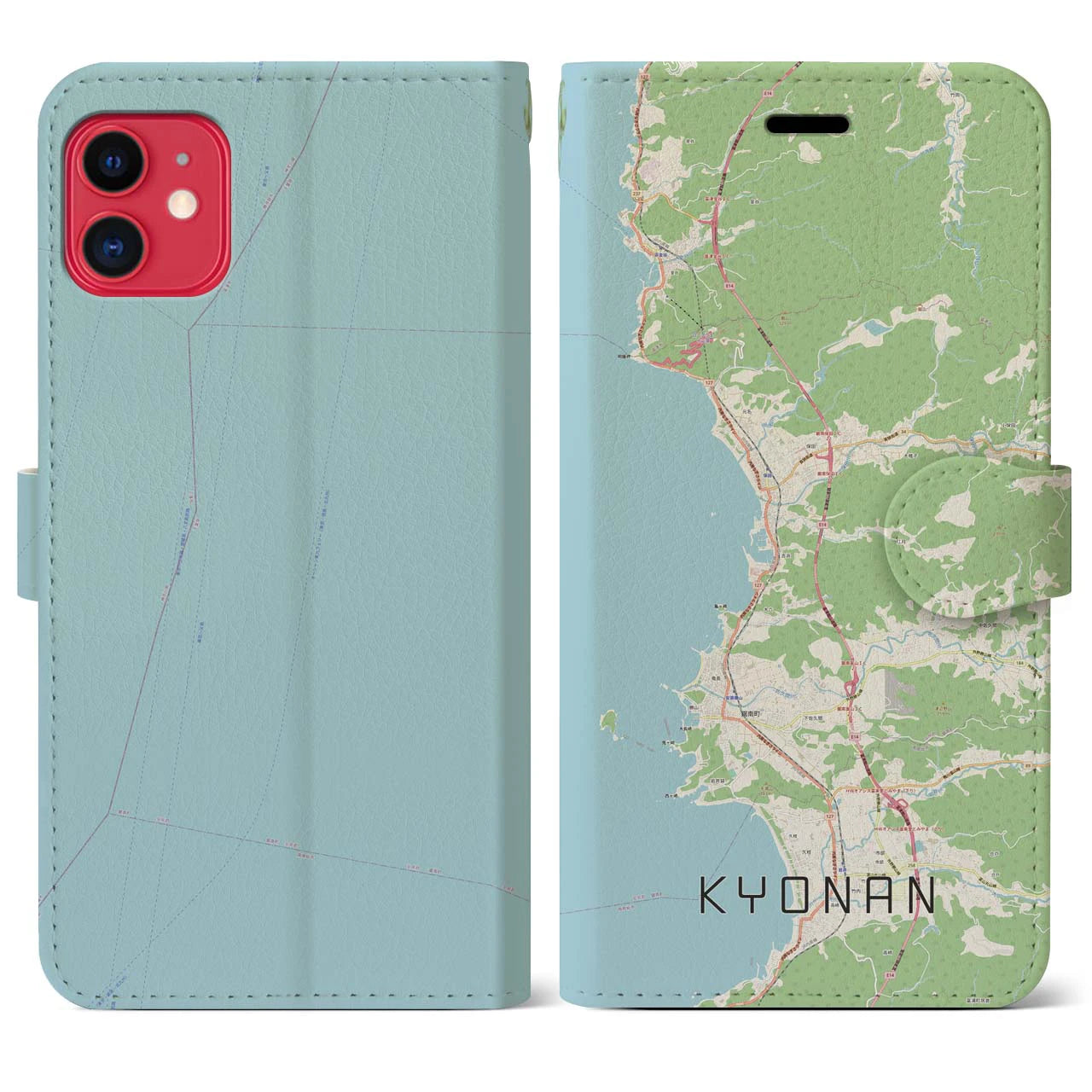 【鋸南(千葉県)】地図柄iPhoneケース(手帳タイプ)ナチュラル・iPhone 11 用
