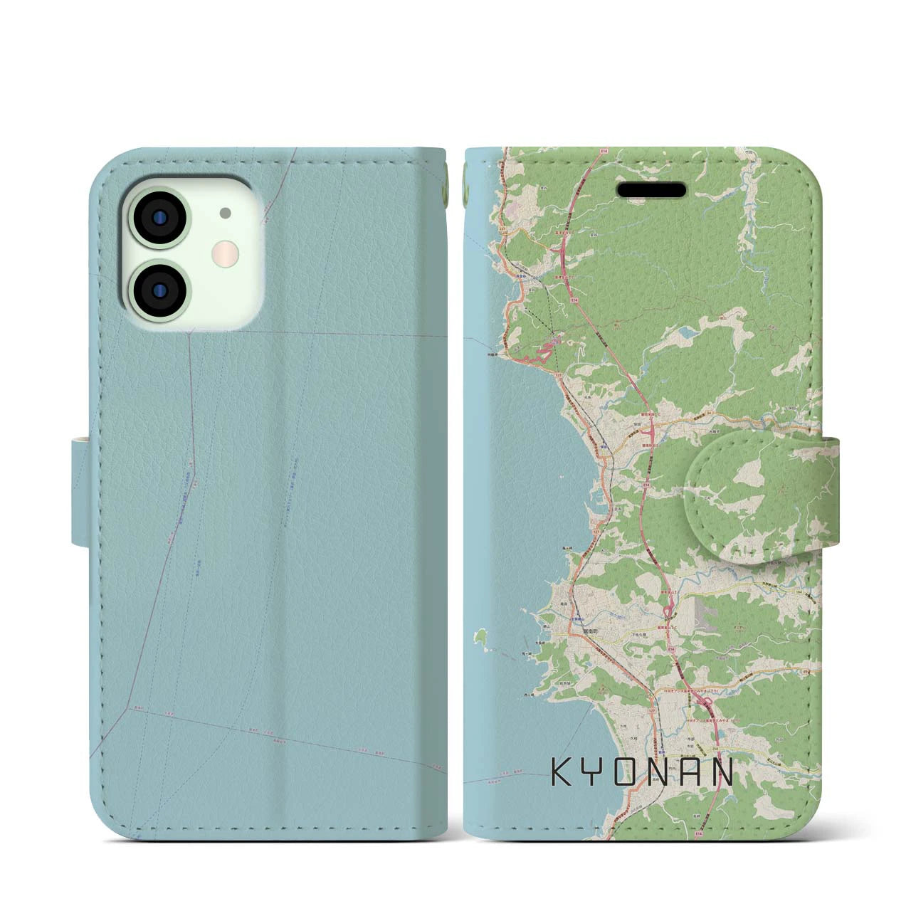 【鋸南(千葉県)】地図柄iPhoneケース(手帳タイプ)ナチュラル・iPhone 12 mini 用