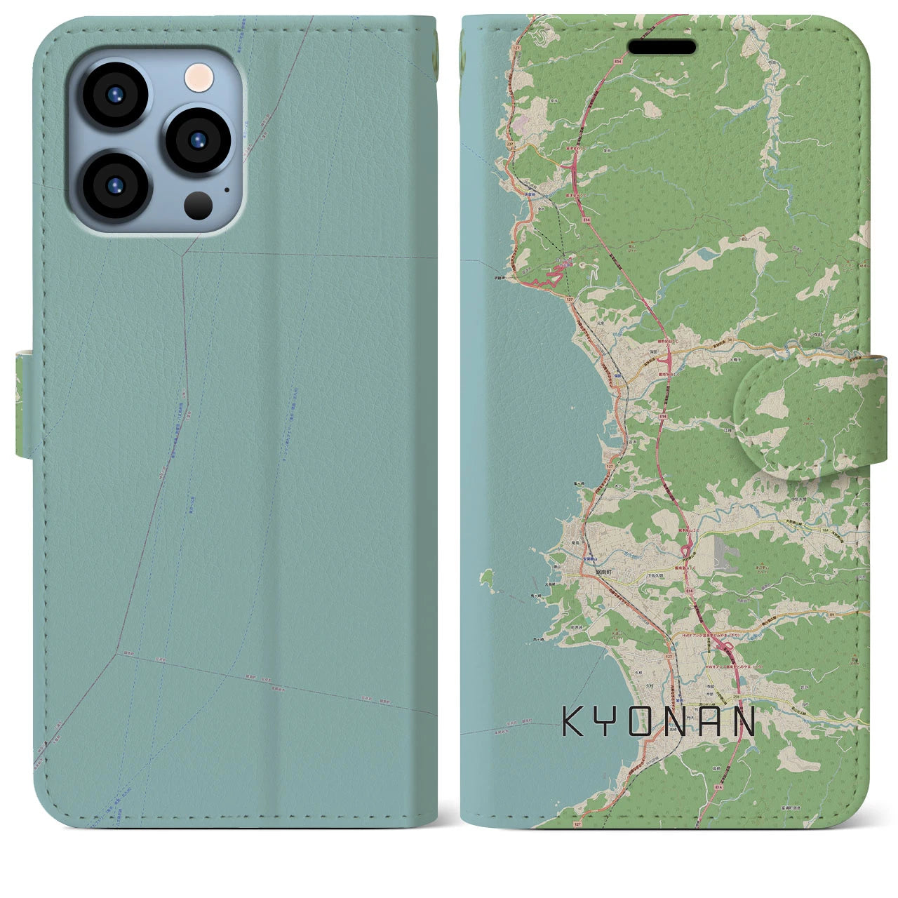 【鋸南(千葉県)】地図柄iPhoneケース(手帳タイプ)ナチュラル・iPhone 13 Pro Max 用