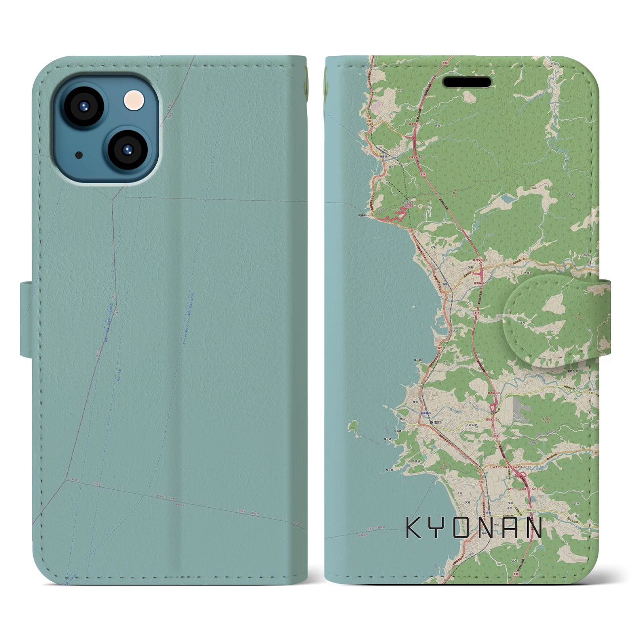 【鋸南(千葉県)】地図柄iPhoneケース(手帳タイプ)ナチュラル・iPhone 13 用