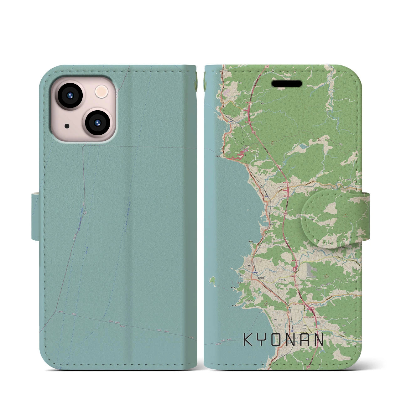 【鋸南(千葉県)】地図柄iPhoneケース(手帳タイプ)ナチュラル・iPhone 13 mini 用