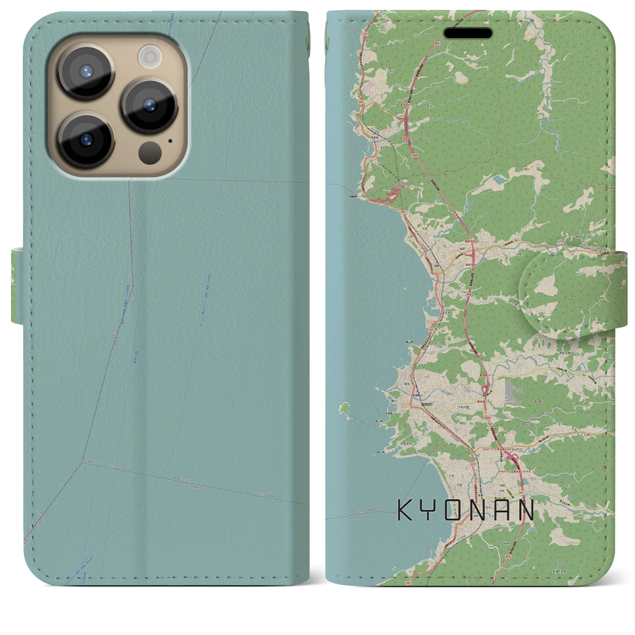 【鋸南(千葉県)】地図柄iPhoneケース(手帳タイプ)ナチュラル・iPhone 14 Pro Max 用