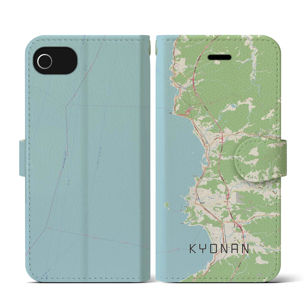 【鋸南(千葉県)】地図柄iPhoneケース(手帳タイプ)ナチュラル・iPhone SE(第3 / 第2世代) / 8 / 7 / 6s / 6 用
