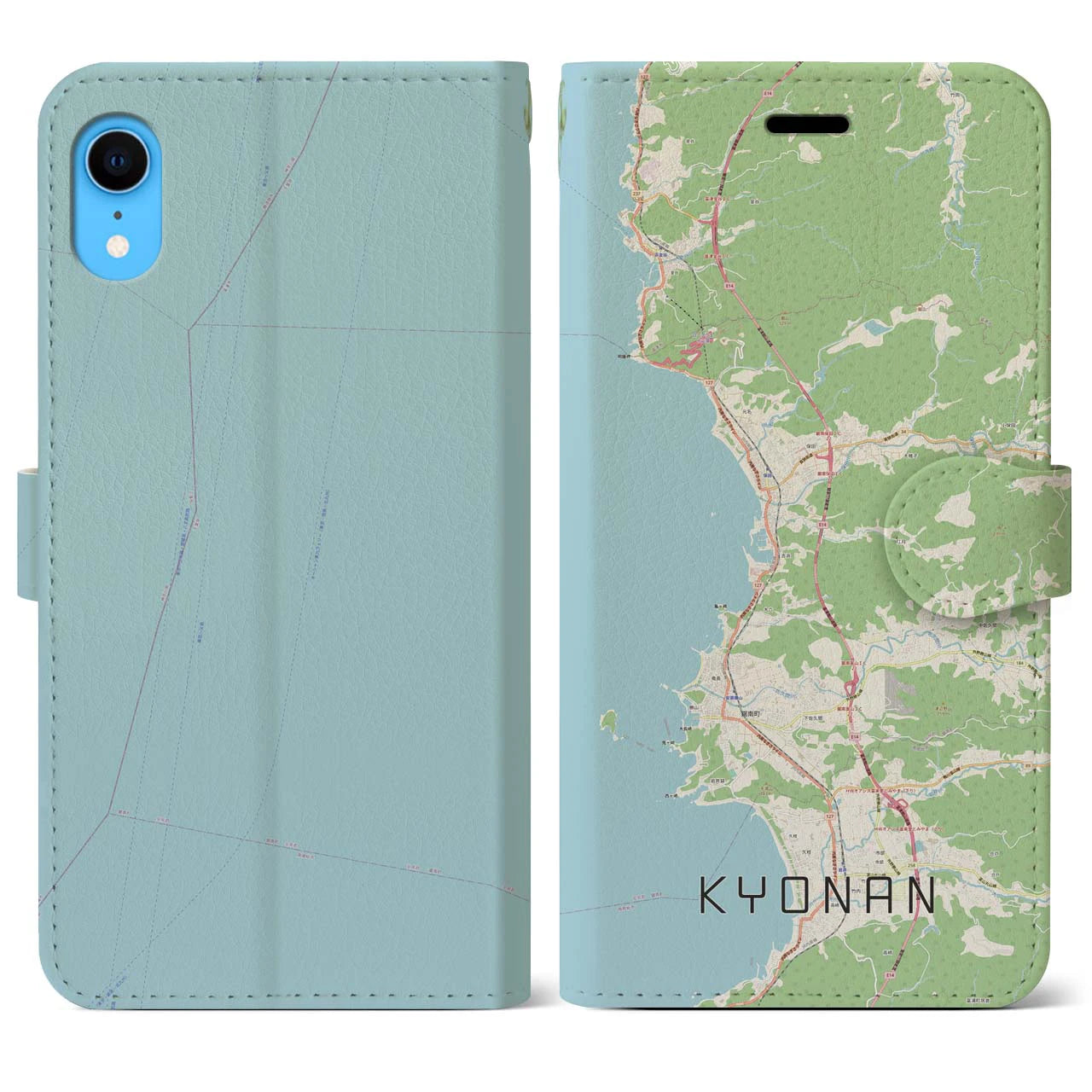 【鋸南(千葉県)】地図柄iPhoneケース(手帳タイプ)ナチュラル・iPhone XR 用