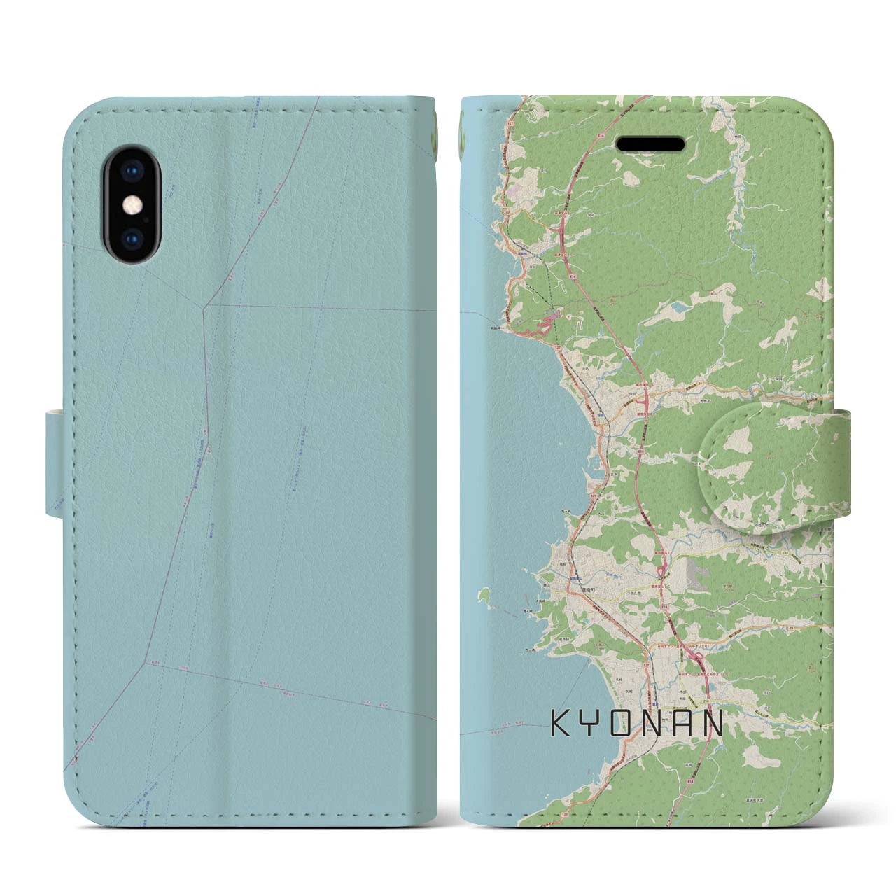 【鋸南(千葉県)】地図柄iPhoneケース(手帳タイプ)ナチュラル・iPhone XS / X 用
