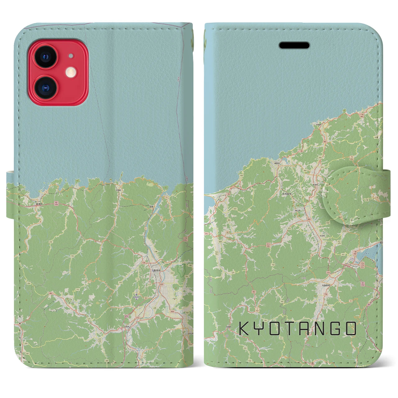【京丹後(京都府)】地図柄iPhoneケース(手帳タイプ)ナチュラル・iPhone 11 用