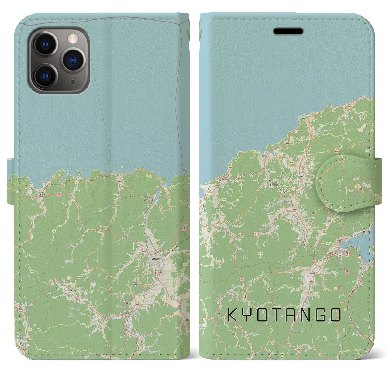 【京丹後(京都府)】地図柄iPhoneケース(手帳タイプ)ナチュラル・iPhone 11 Pro Max 用