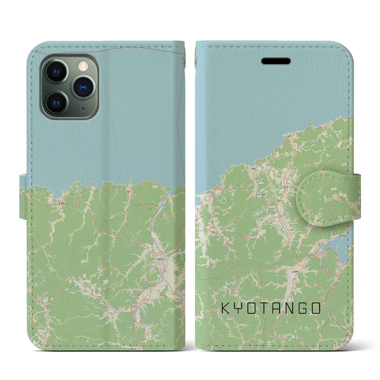 【京丹後(京都府)】地図柄iPhoneケース(手帳タイプ)ナチュラル・iPhone 11 Pro 用