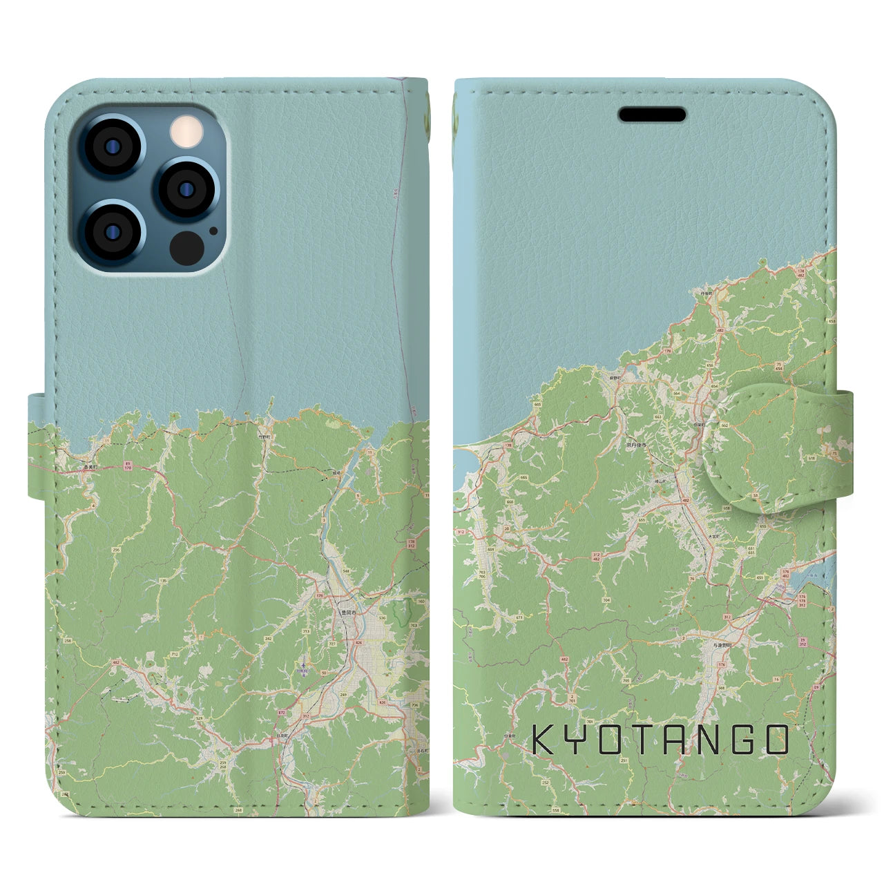 【京丹後(京都府)】地図柄iPhoneケース(手帳タイプ)ナチュラル・iPhone 12 / 12 Pro 用