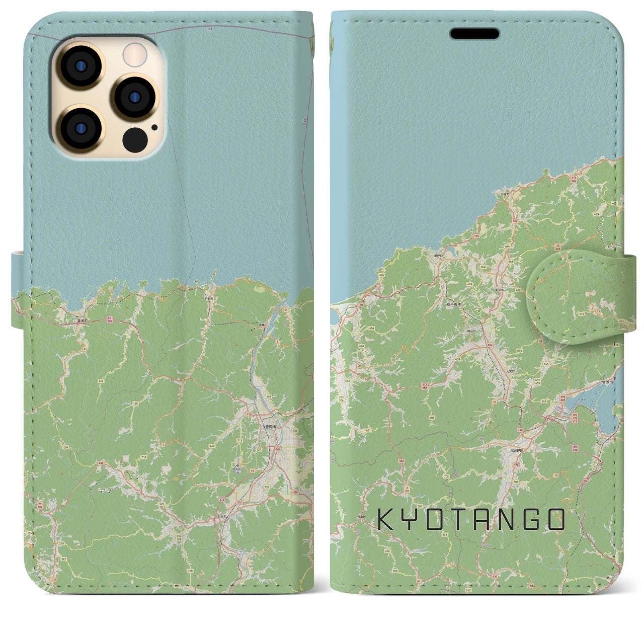 【京丹後(京都府)】地図柄iPhoneケース(手帳タイプ)ナチュラル・iPhone 12 Pro Max 用