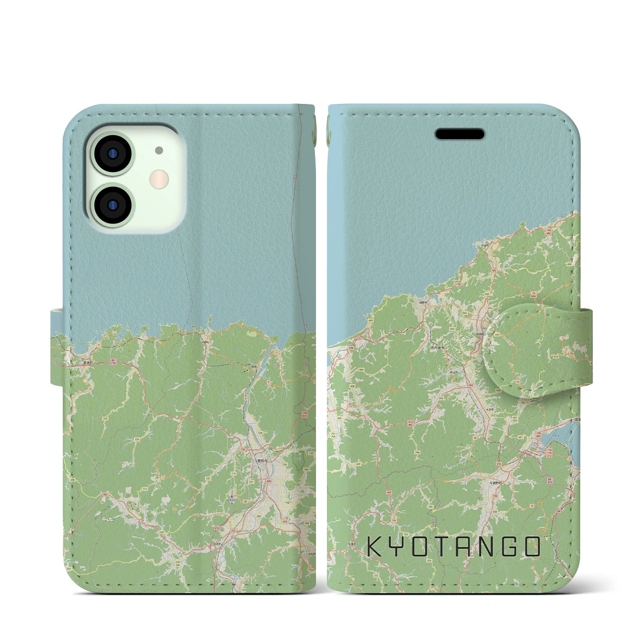 【京丹後(京都府)】地図柄iPhoneケース(手帳タイプ)ナチュラル・iPhone 12 mini 用