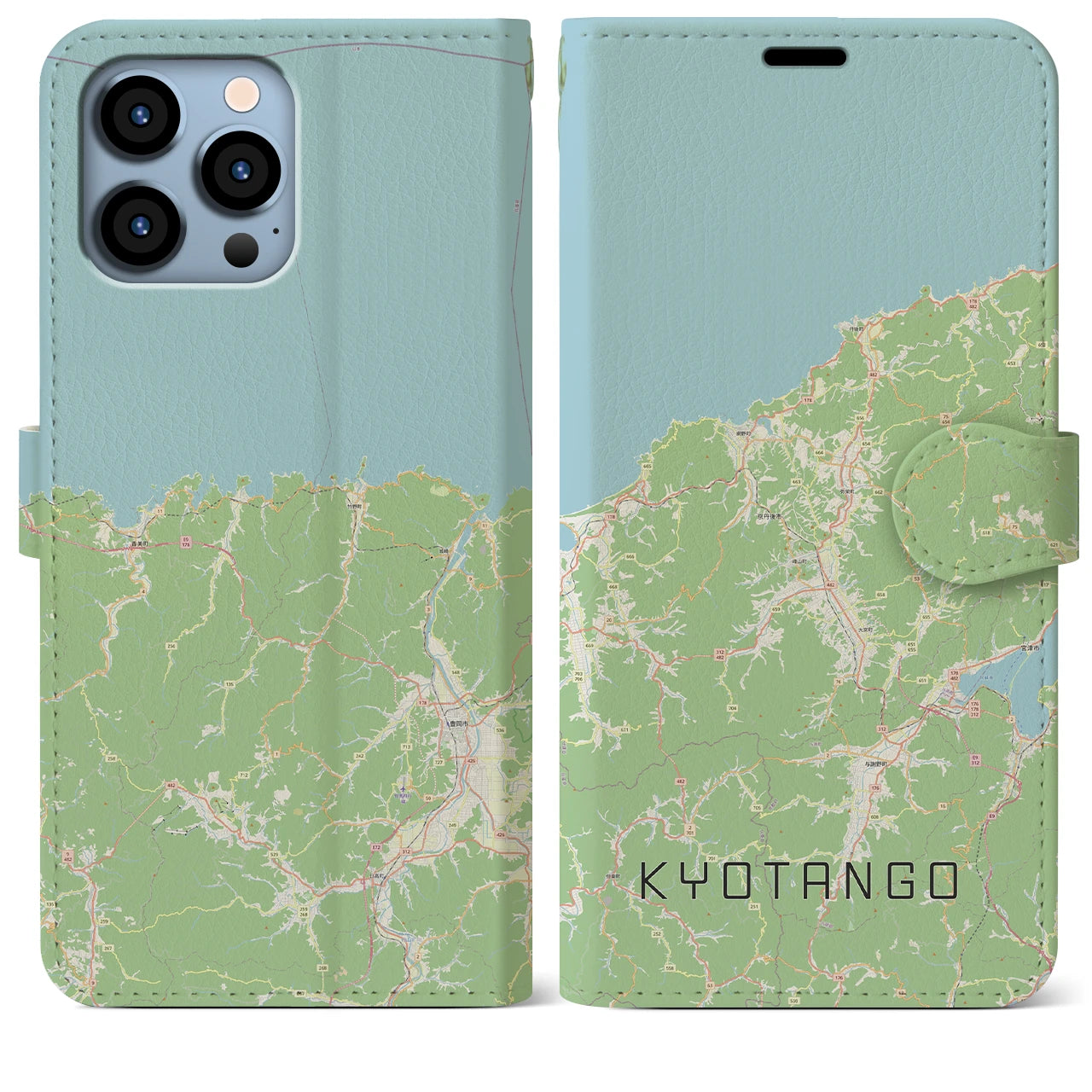 【京丹後(京都府)】地図柄iPhoneケース(手帳タイプ)ナチュラル・iPhone 13 Pro Max 用