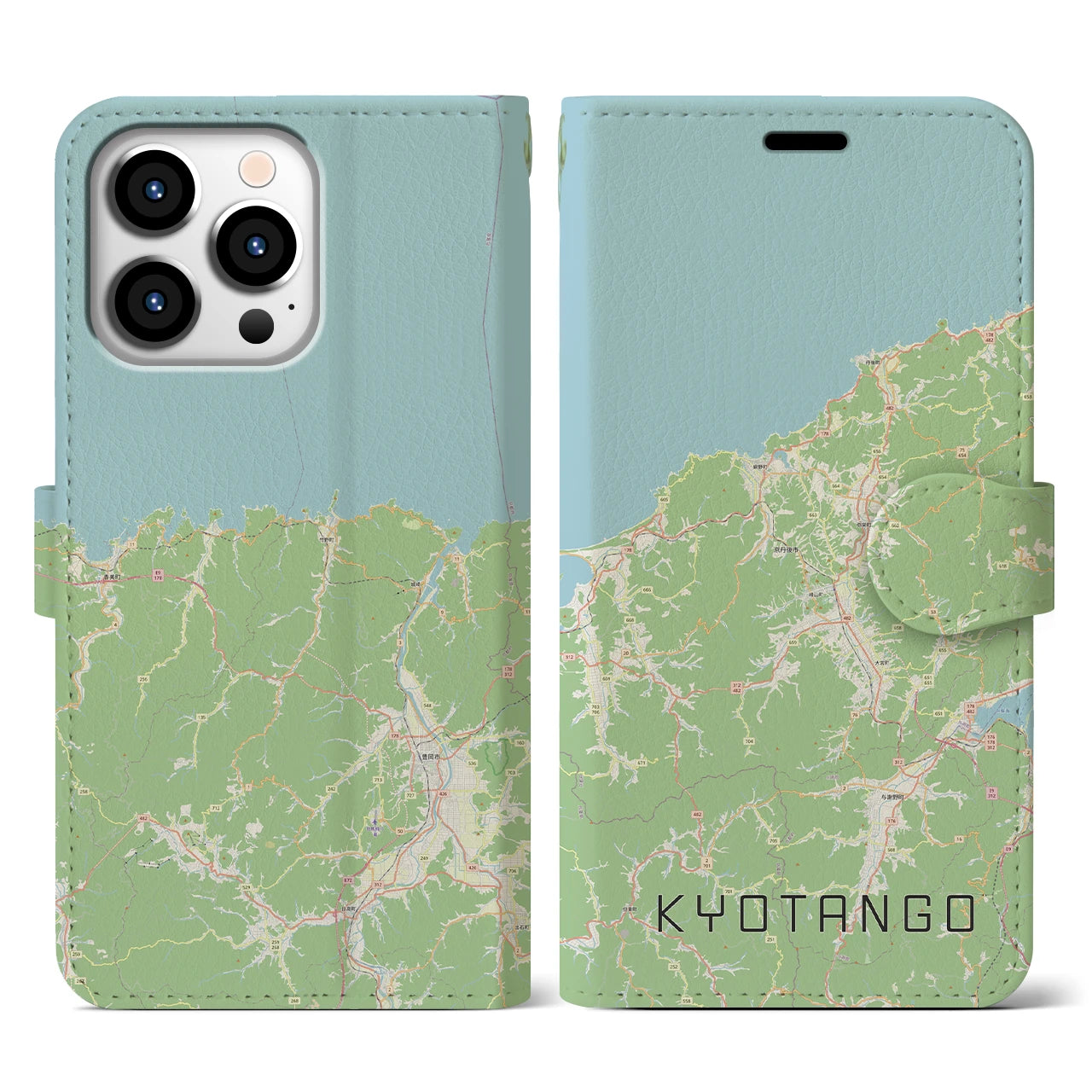 【京丹後(京都府)】地図柄iPhoneケース(手帳タイプ)ナチュラル・iPhone 13 Pro 用