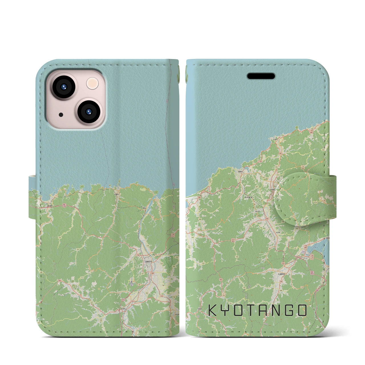 【京丹後(京都府)】地図柄iPhoneケース(手帳タイプ)ナチュラル・iPhone 13 mini 用