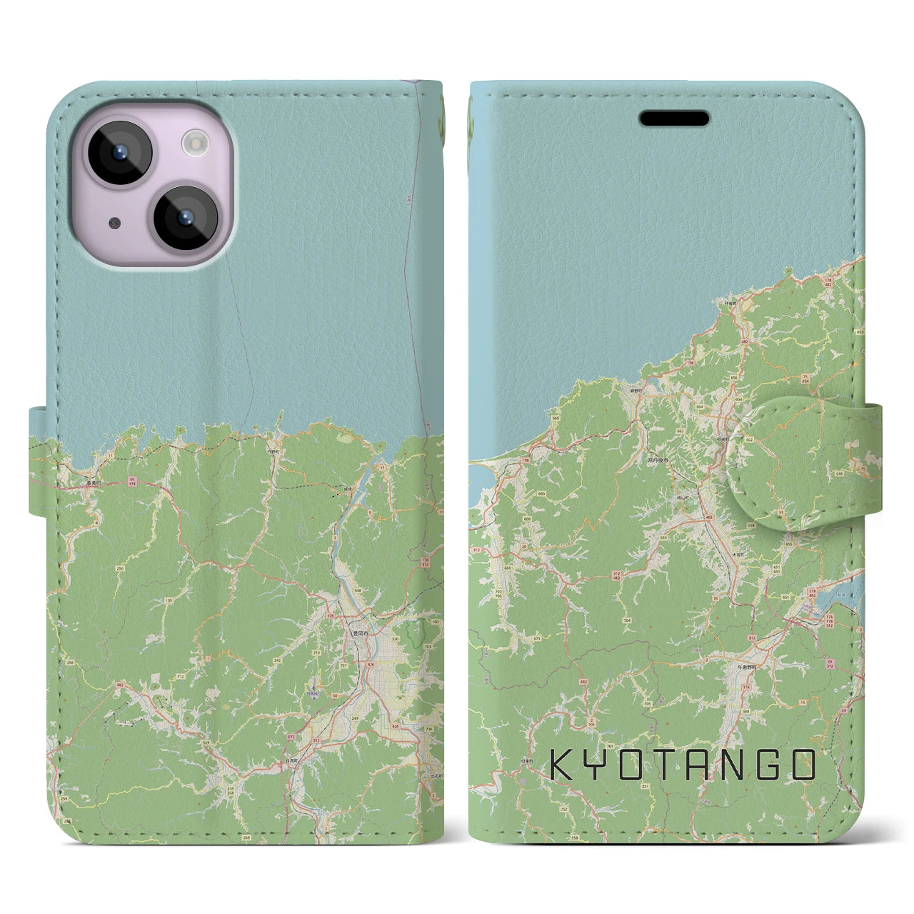 【京丹後(京都府)】地図柄iPhoneケース(手帳タイプ)ナチュラル・iPhone 14 用