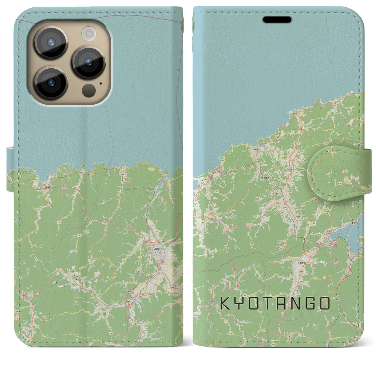 【京丹後(京都府)】地図柄iPhoneケース(手帳タイプ)ナチュラル・iPhone 14 Pro Max 用