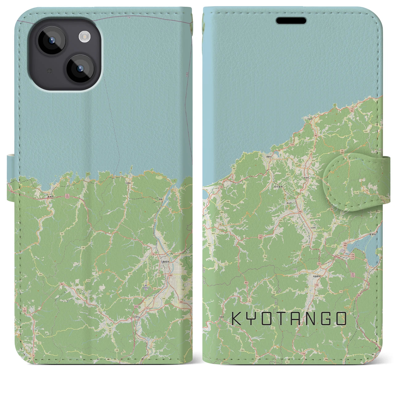 【京丹後(京都府)】地図柄iPhoneケース(手帳タイプ)ナチュラル・iPhone 14 Plus 用