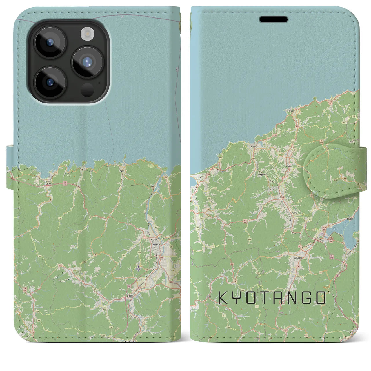 【京丹後(京都府)】地図柄iPhoneケース(手帳タイプ)ナチュラル・iPhone 15 Pro Max 用