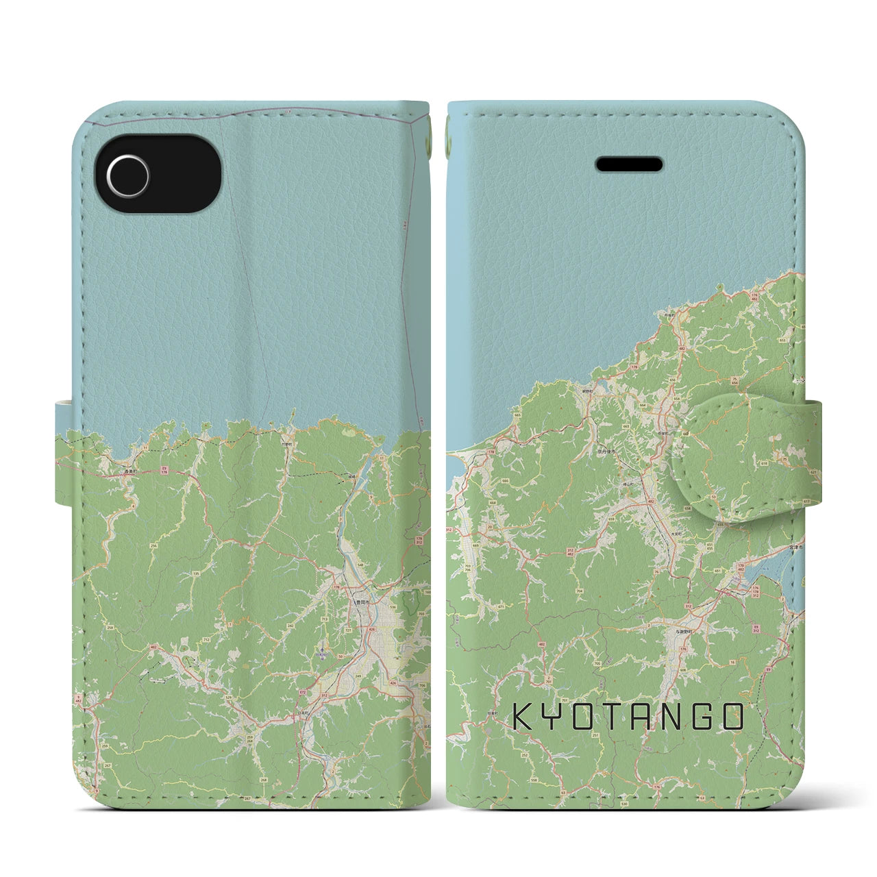 【京丹後(京都府)】地図柄iPhoneケース(手帳タイプ)ナチュラル・iPhone SE(第3 / 第2世代) / 8 / 7 / 6s / 6 用