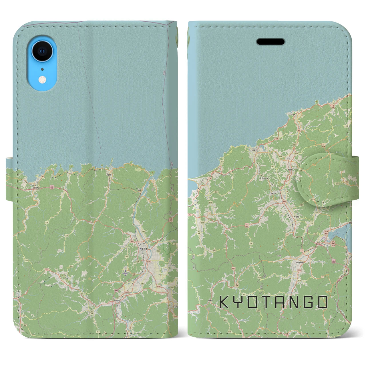 【京丹後(京都府)】地図柄iPhoneケース(手帳タイプ)ナチュラル・iPhone XR 用