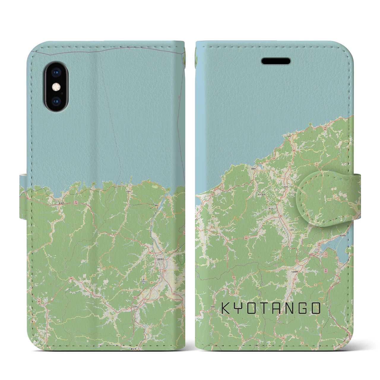 【京丹後(京都府)】地図柄iPhoneケース(手帳タイプ)ナチュラル・iPhone XS / X 用