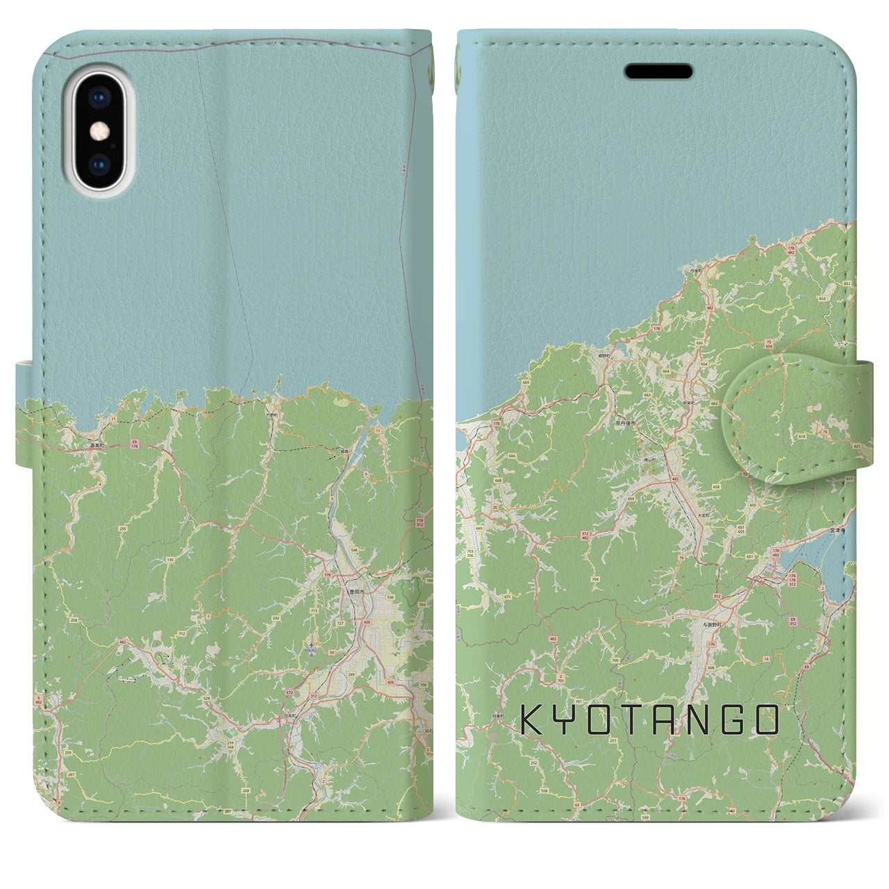 【京丹後(京都府)】地図柄iPhoneケース(手帳タイプ)ナチュラル・iPhone XS Max 用
