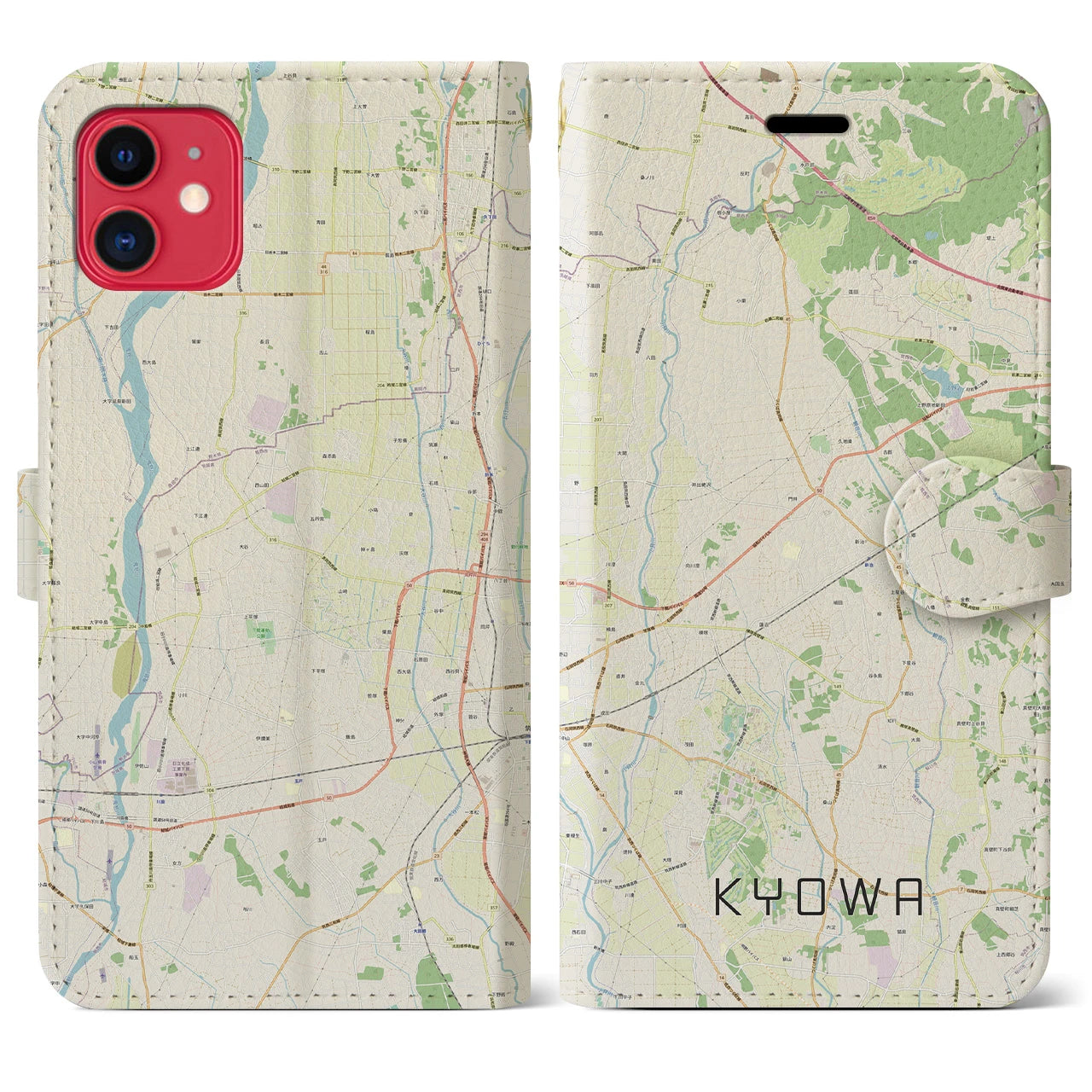【協和(茨城県)】地図柄iPhoneケース(手帳タイプ)ナチュラル・iPhone 11 用