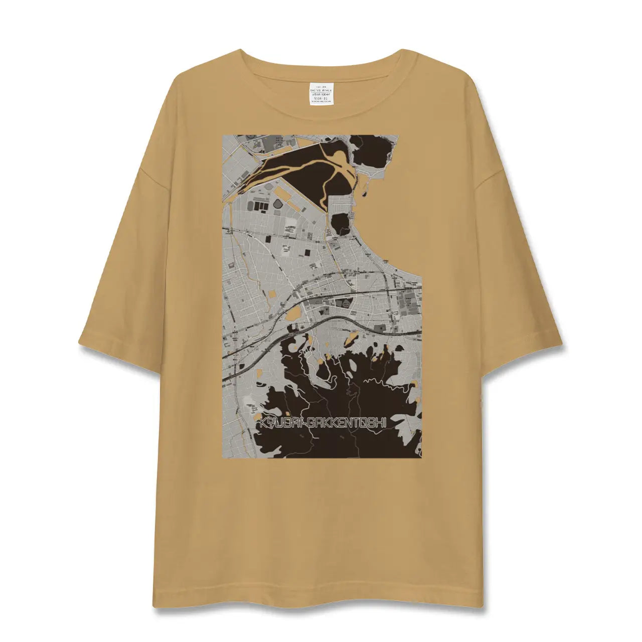 【九大学研都市(福岡県)】地図柄ビッグシルエットTシャツ