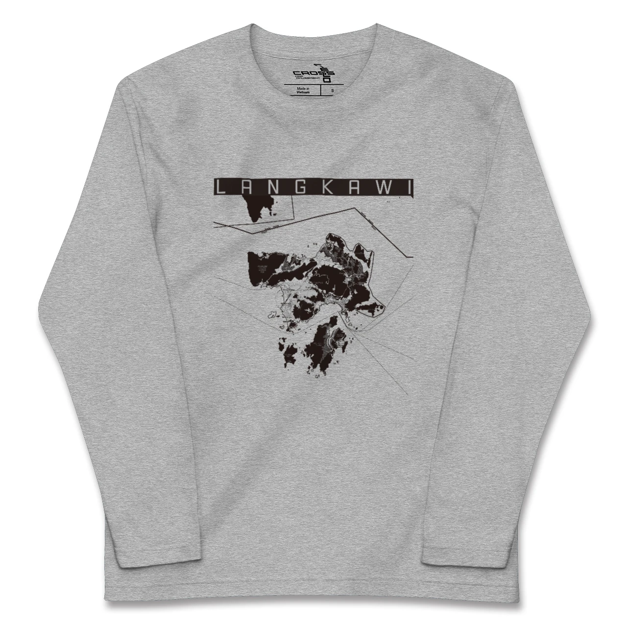 【ランカウイ(マレーシア)】地図柄ロングスリーブTシャツ