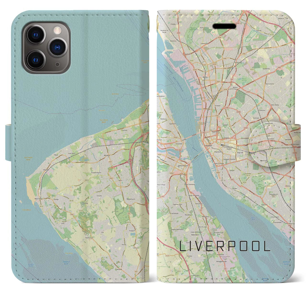 【リヴァプール(イギリス)】地図柄iPhoneケース(手帳タイプ)ナチュラル・iPhone 11 Pro Max 用