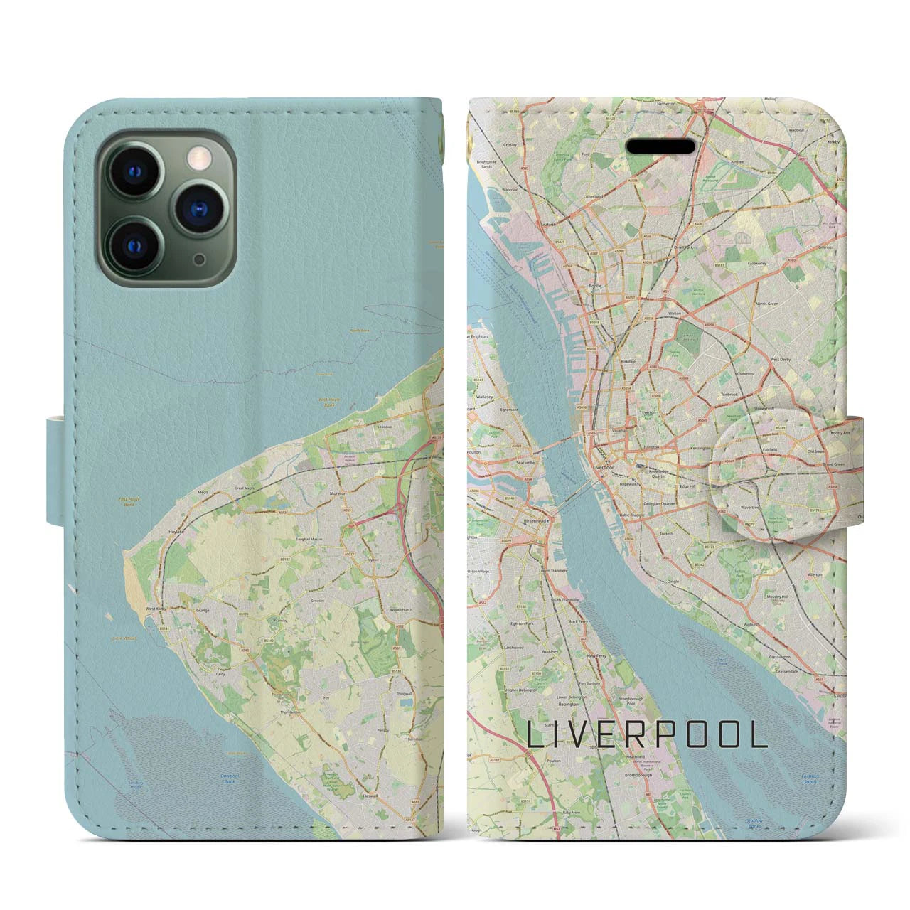 【リヴァプール(イギリス)】地図柄iPhoneケース(手帳タイプ)ナチュラル・iPhone 11 Pro 用