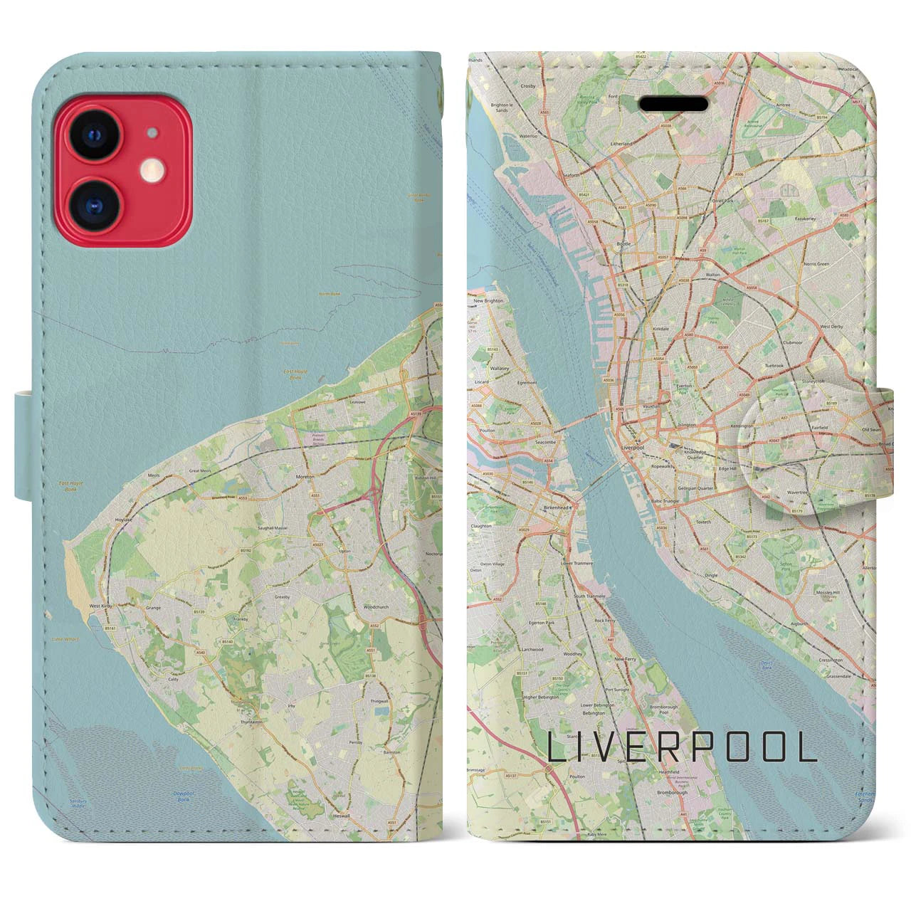 【リヴァプール(イギリス)】地図柄iPhoneケース(手帳タイプ)ナチュラル・iPhone 11 用
