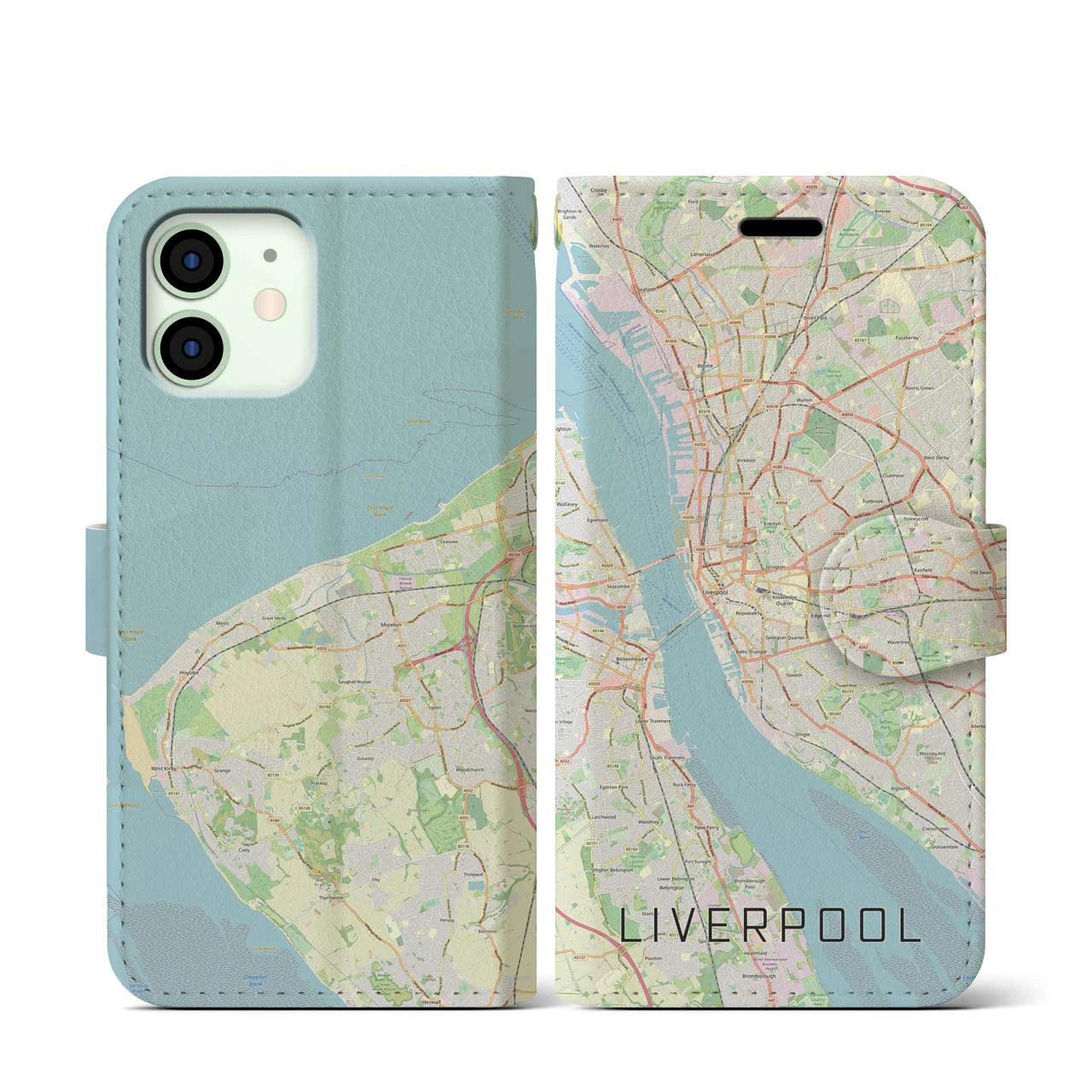 【リヴァプール(イギリス)】地図柄iPhoneケース(手帳タイプ)ナチュラル・iPhone 12 mini 用