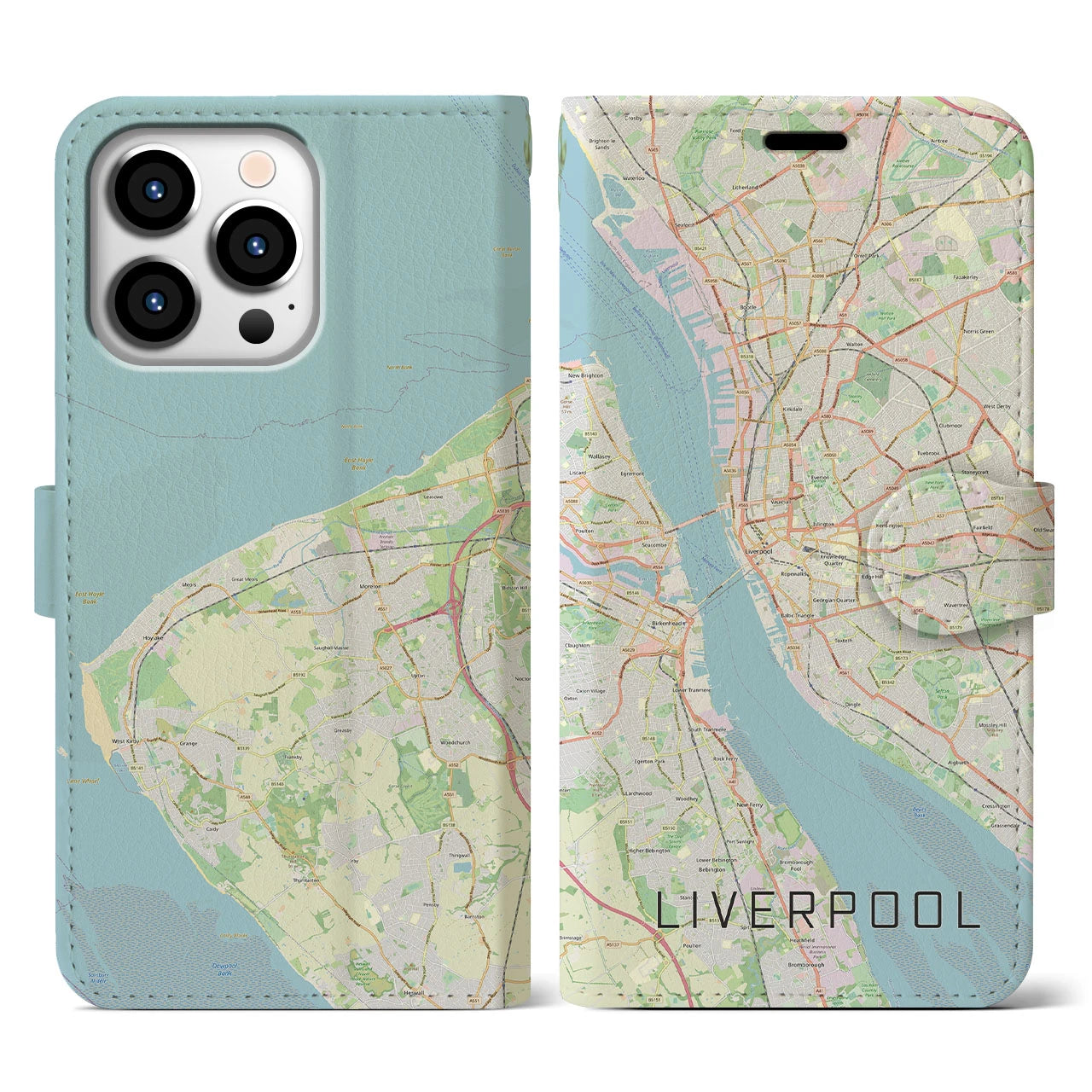 【リヴァプール(イギリス)】地図柄iPhoneケース(手帳タイプ)ナチュラル・iPhone 13 Pro 用