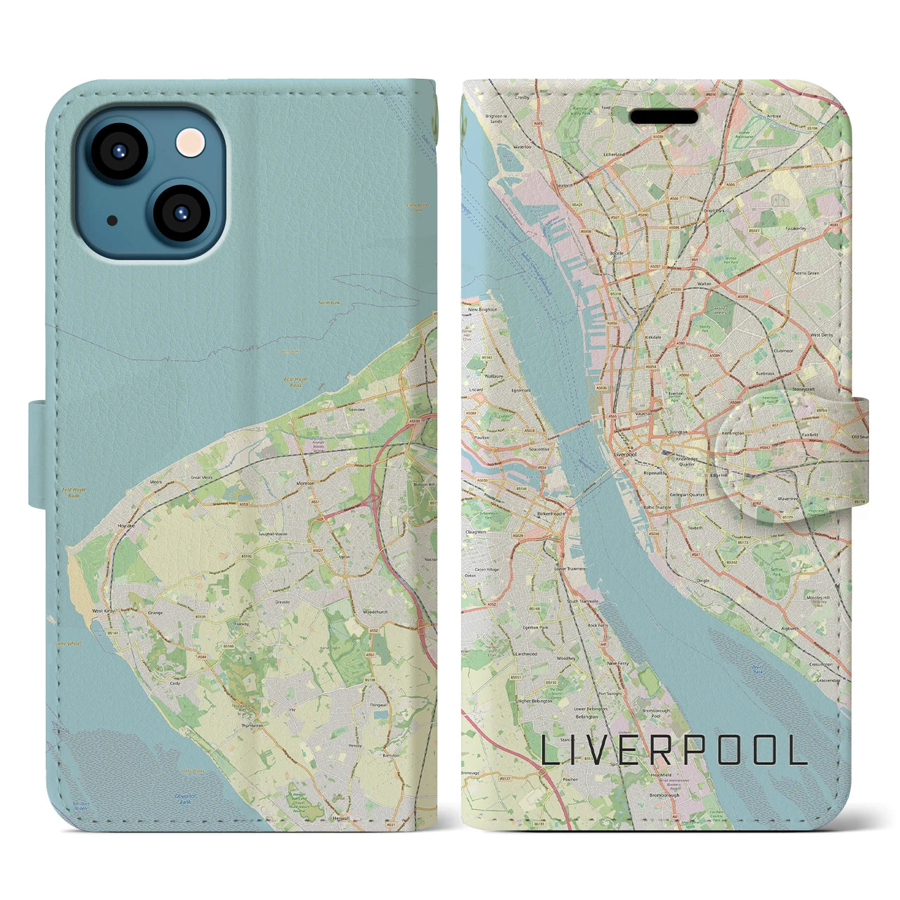 【リヴァプール(イギリス)】地図柄iPhoneケース(手帳タイプ)ナチュラル・iPhone 13 用