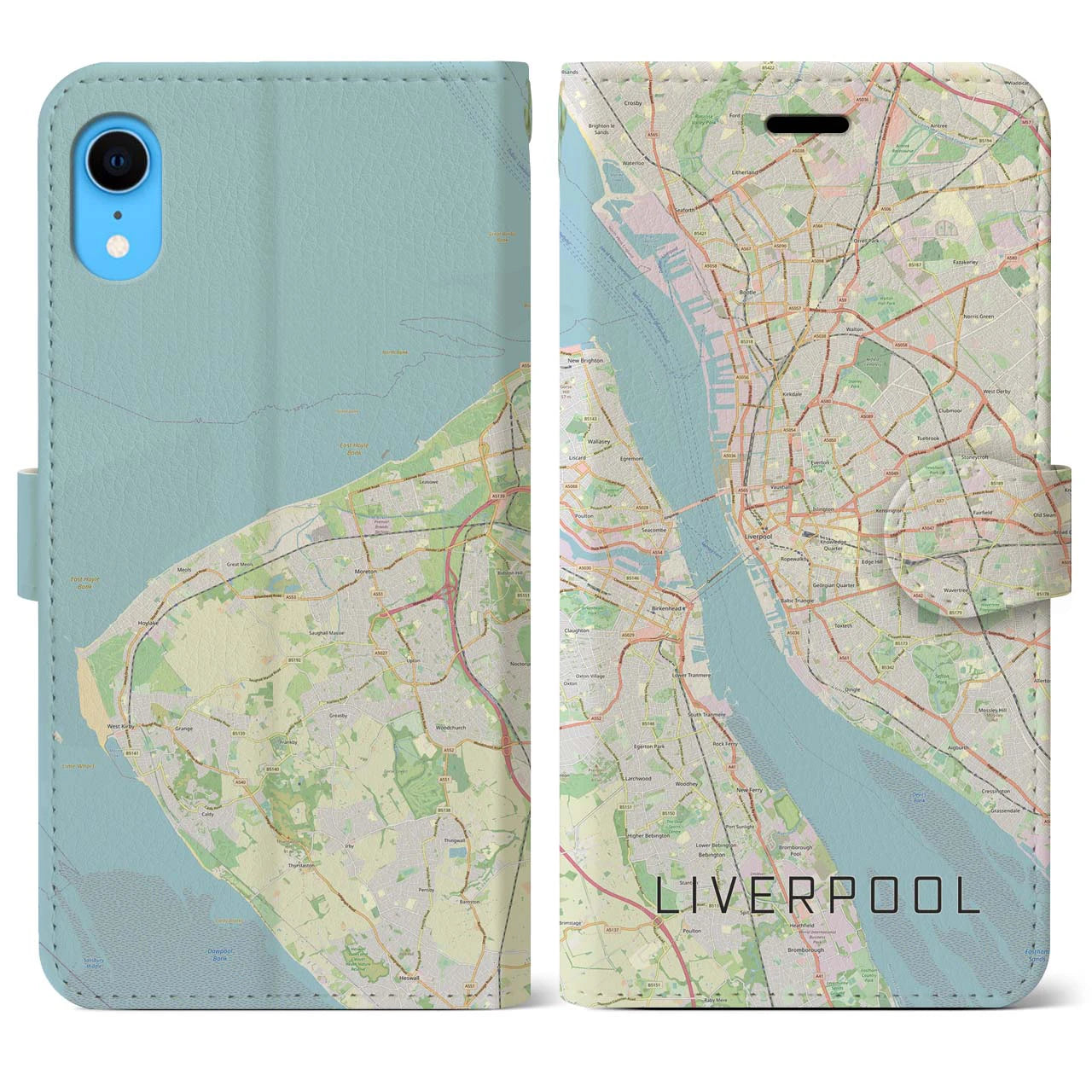 【リヴァプール(イギリス)】地図柄iPhoneケース(手帳タイプ)ナチュラル・iPhone XR 用