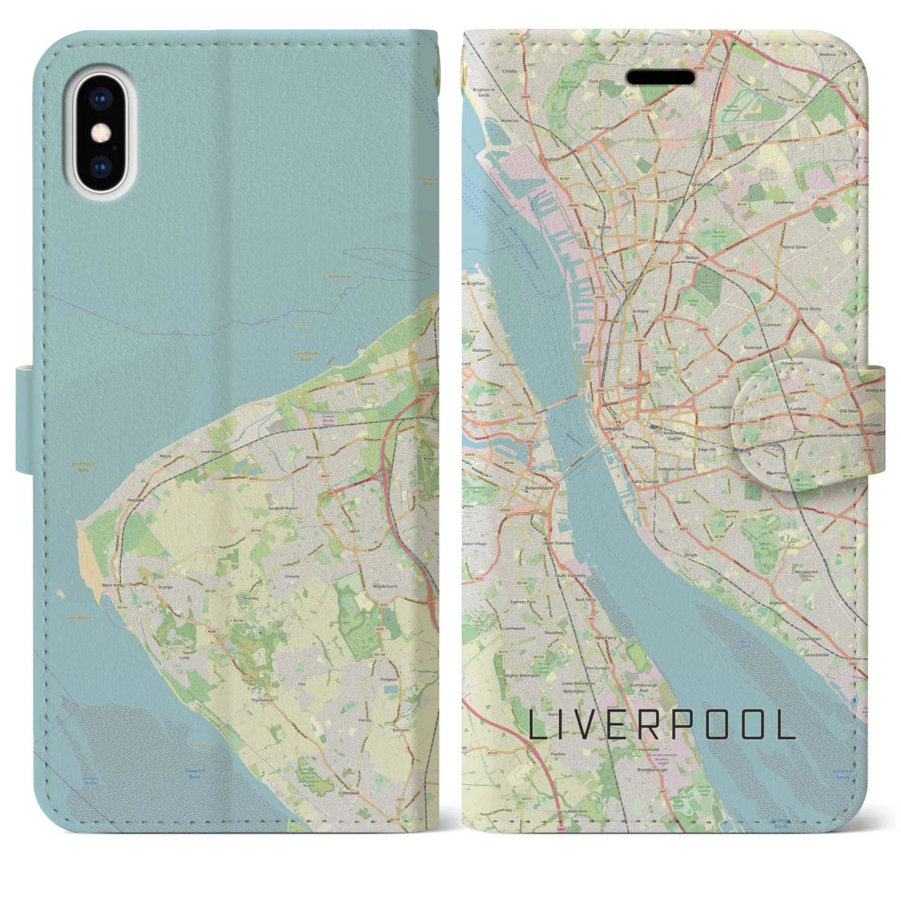 【リヴァプール(イギリス)】地図柄iPhoneケース(手帳タイプ)ナチュラル・iPhone XS Max 用
