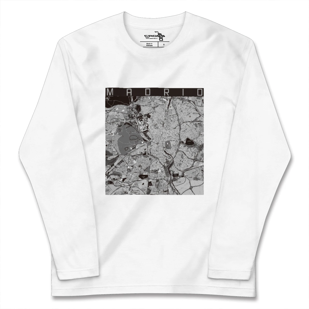 【マドリード(スペイン)】地図柄ロングスリーブTシャツ