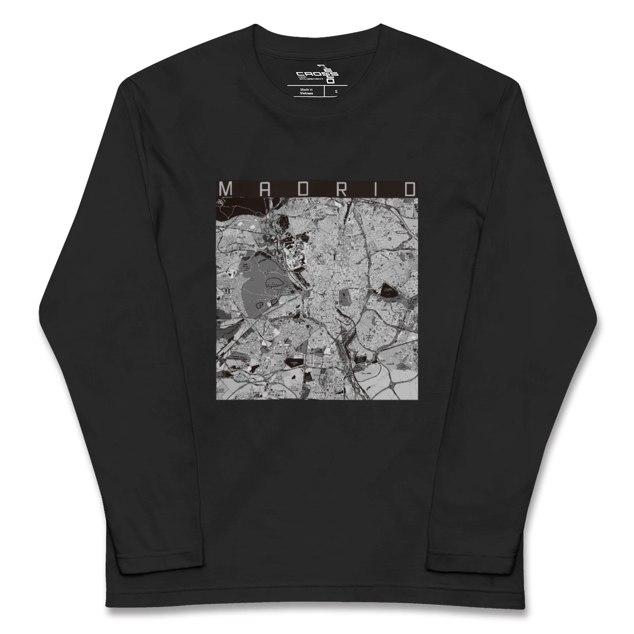 【マドリード(スペイン)】地図柄ロングスリーブTシャツ