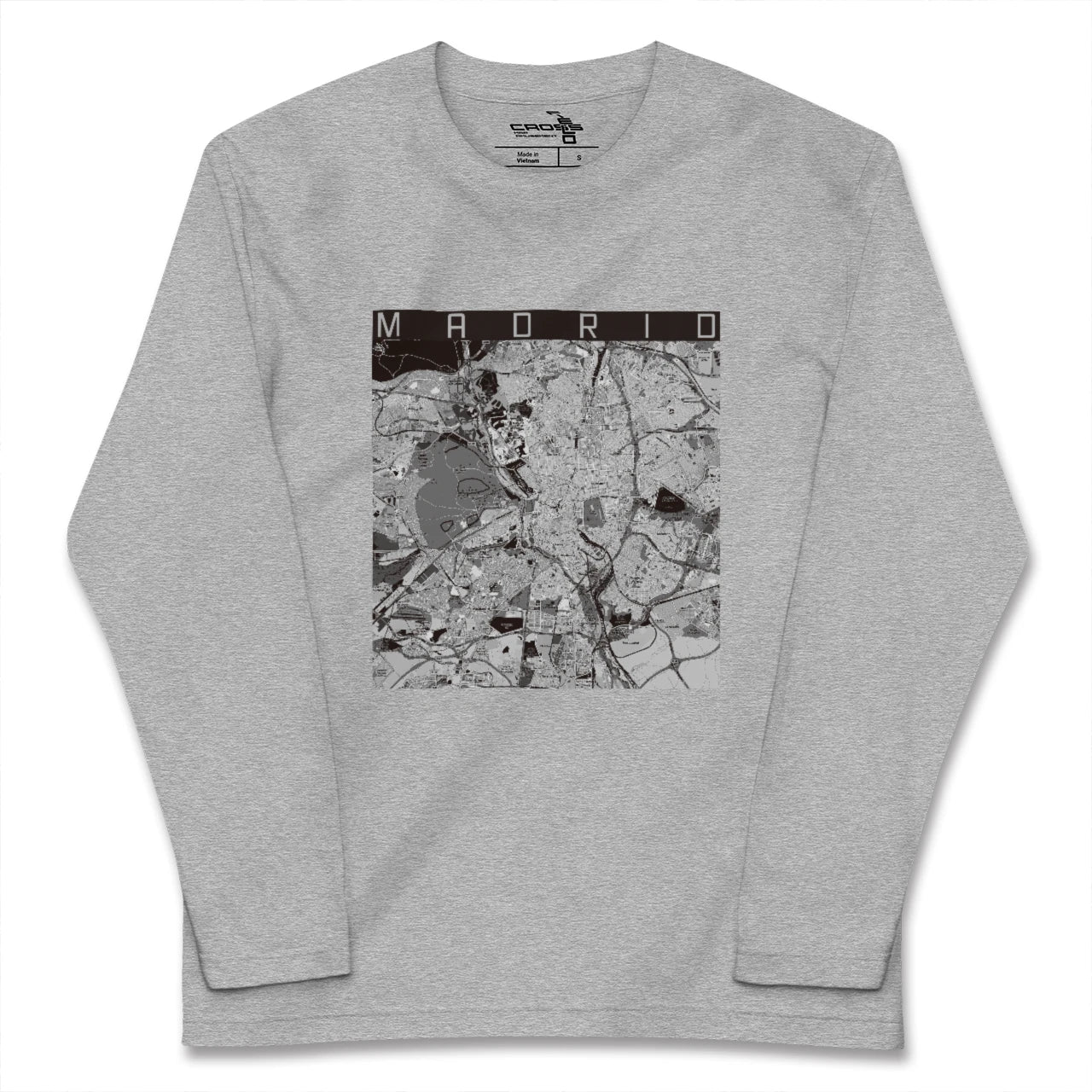 【マドリード(スペイン)】地図柄ロングスリーブTシャツ