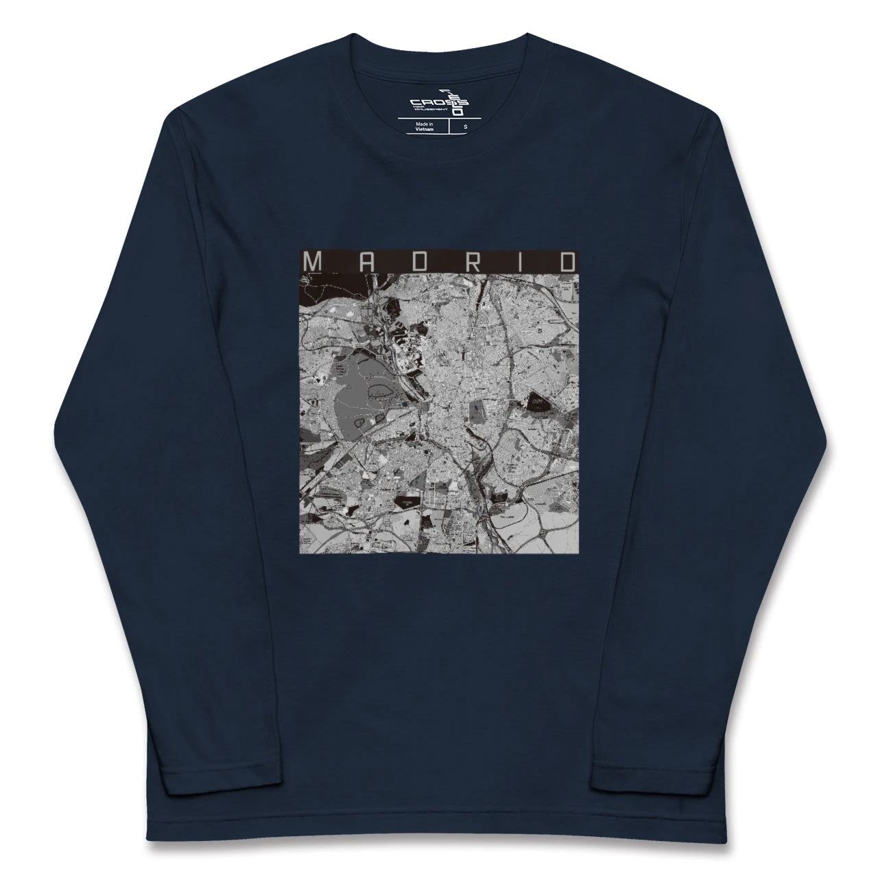 【マドリード(スペイン)】地図柄ロングスリーブTシャツ